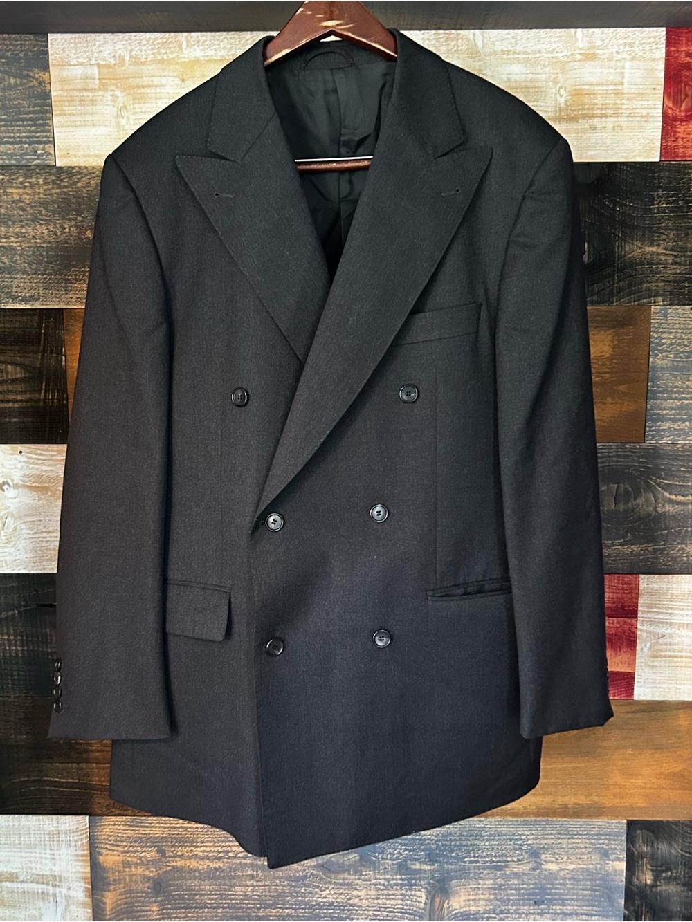 Burberry vintage Men's Double-Breasted Black Blazer sport coat like new 46L